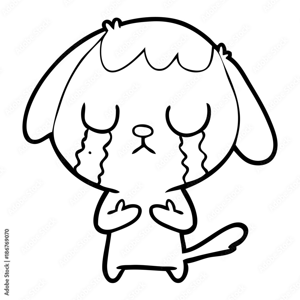 cute cartoon dog crying