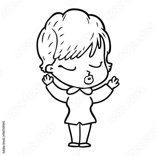 cartoon woman with eyes shut