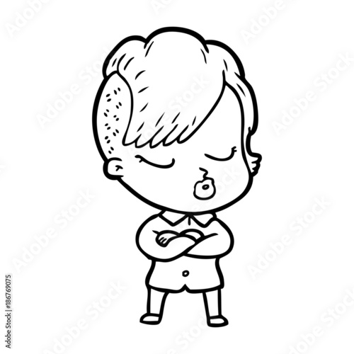 cartoon pretty hipster girl