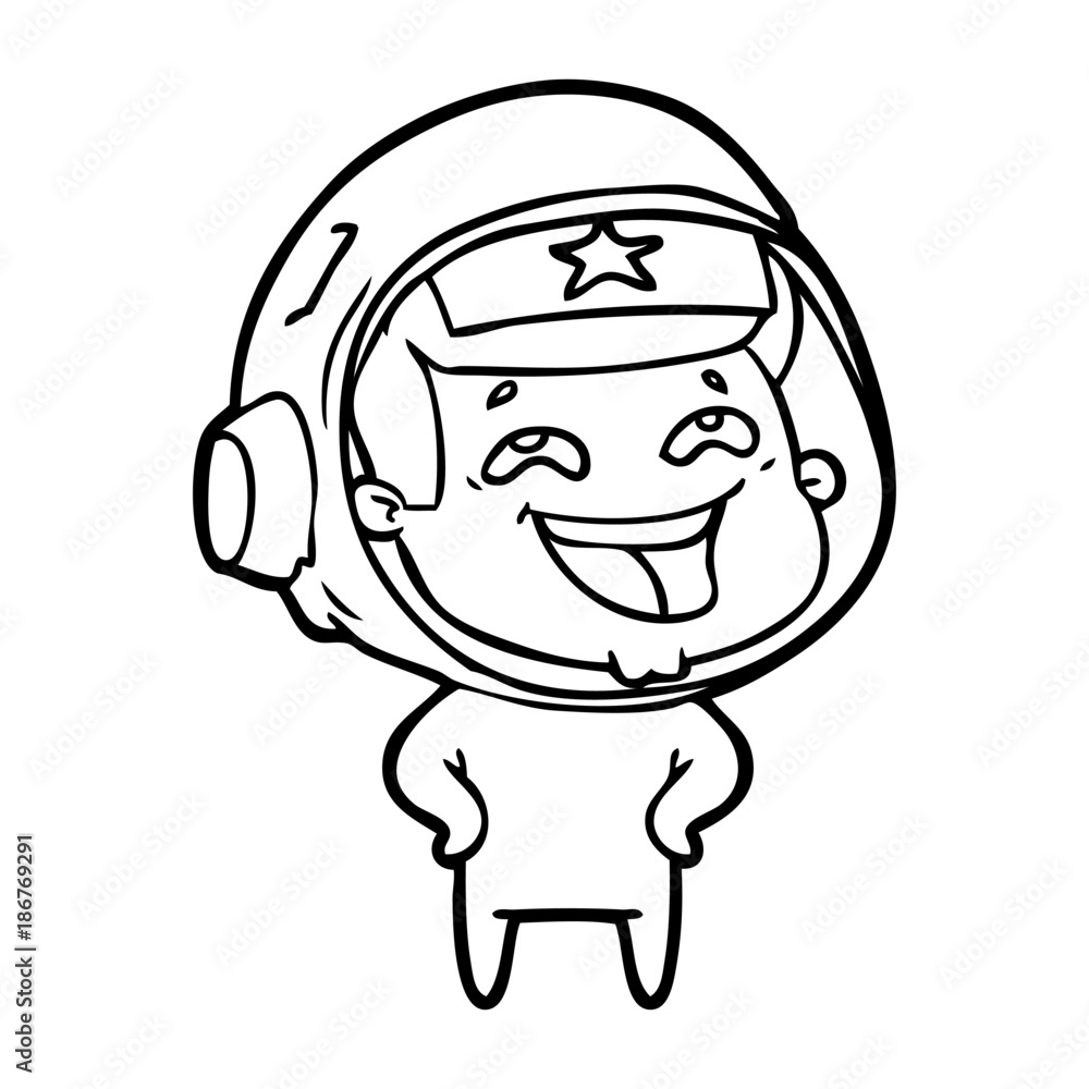 cartoon laughing astronaut