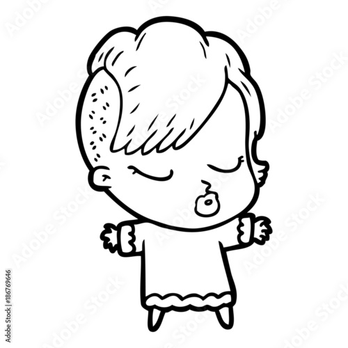 cartoon pretty hipster girl