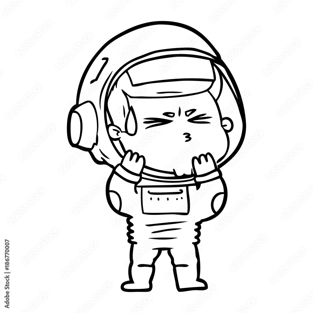 cartoon stressed astronaut