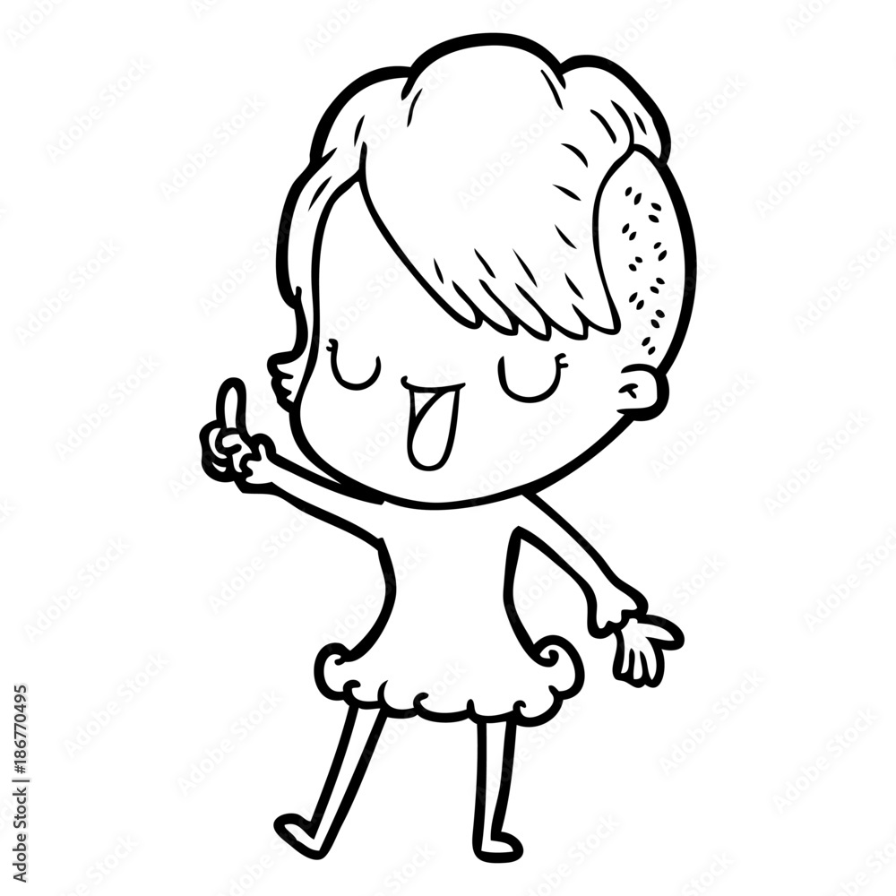 Obraz premium cute cartoon girl with hipster haircut