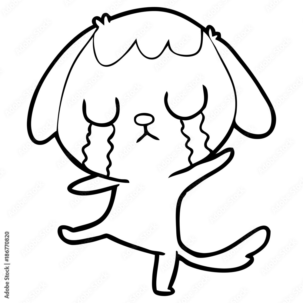 Obraz premium cute cartoon dog crying