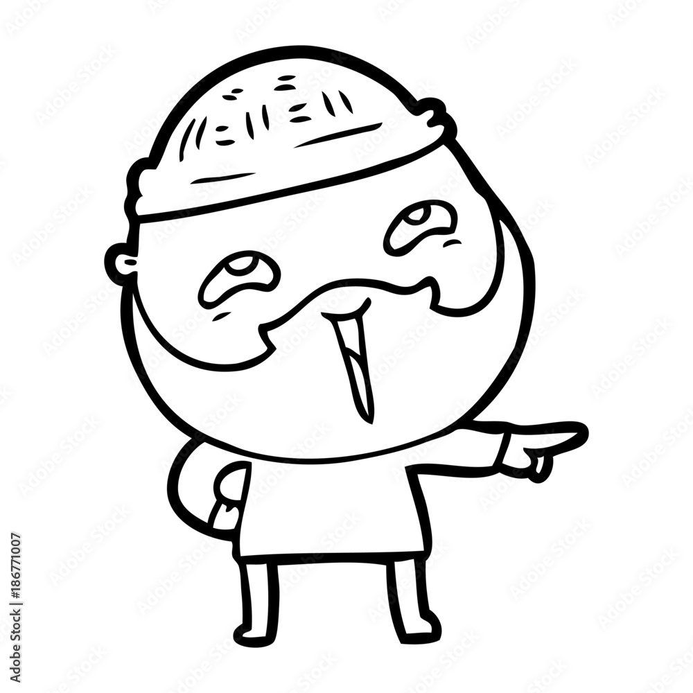 Obraz premium cartoon happy bearded man