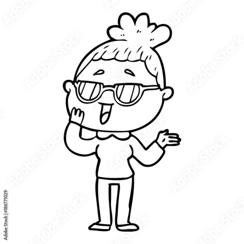 cartoon happy woman wearing spectacles © lineartestpilot