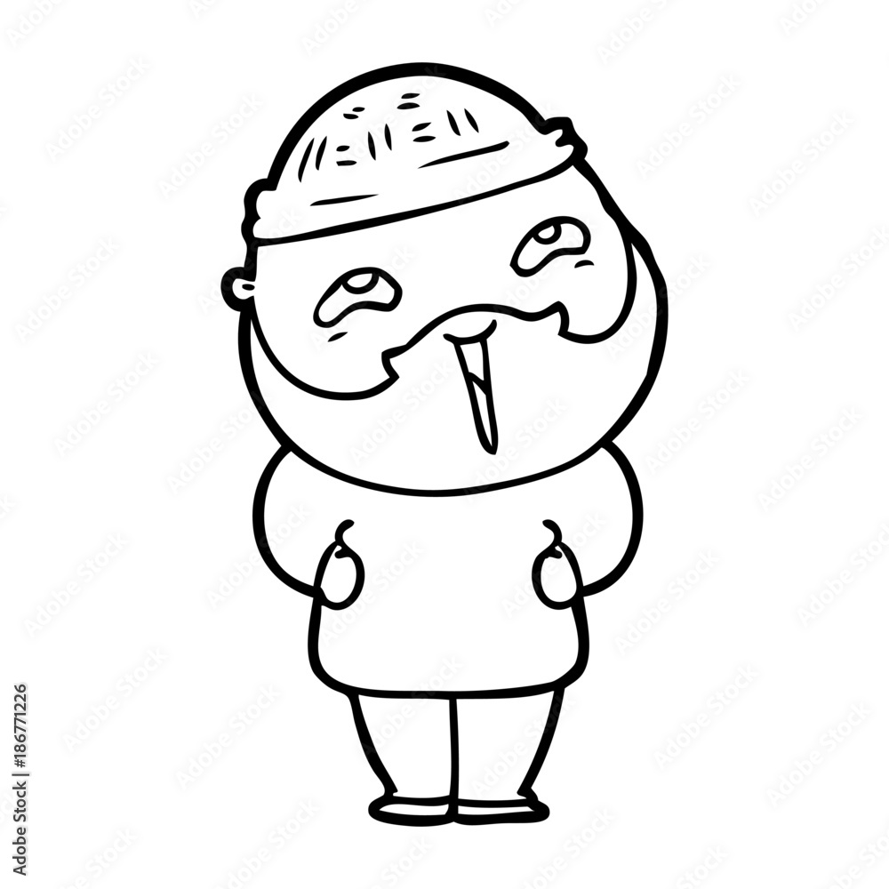 cartoon happy bearded man