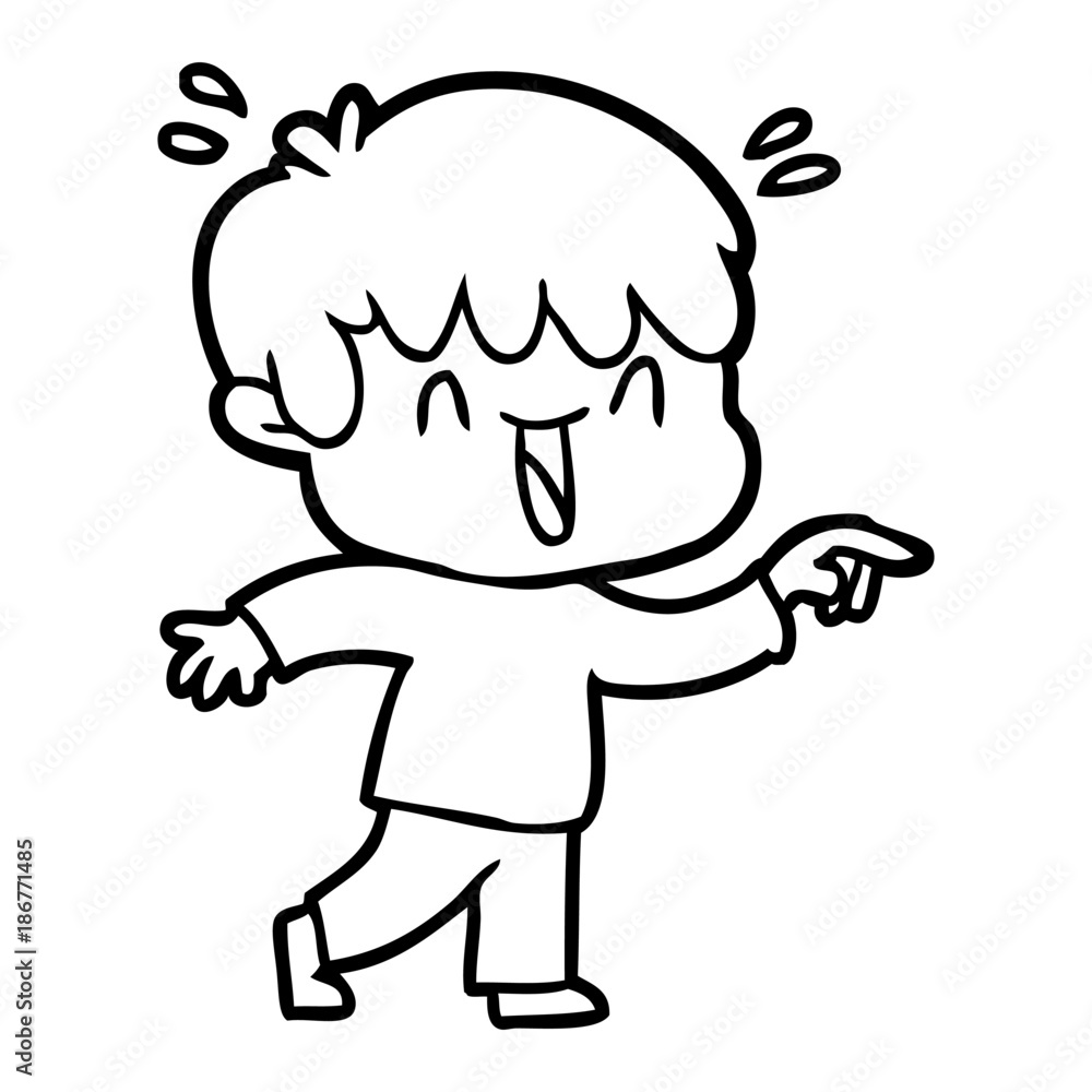 Naklejka premium cartoon laughing boy