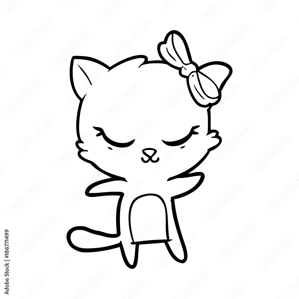 cute cartoon cat with bow
