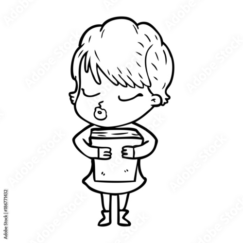 cartoon woman with eyes shut