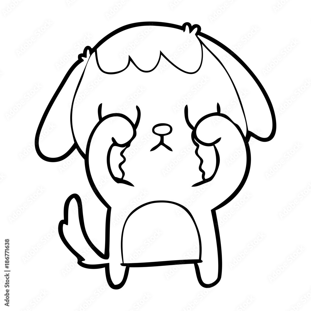 Obraz premium cute cartoon dog crying