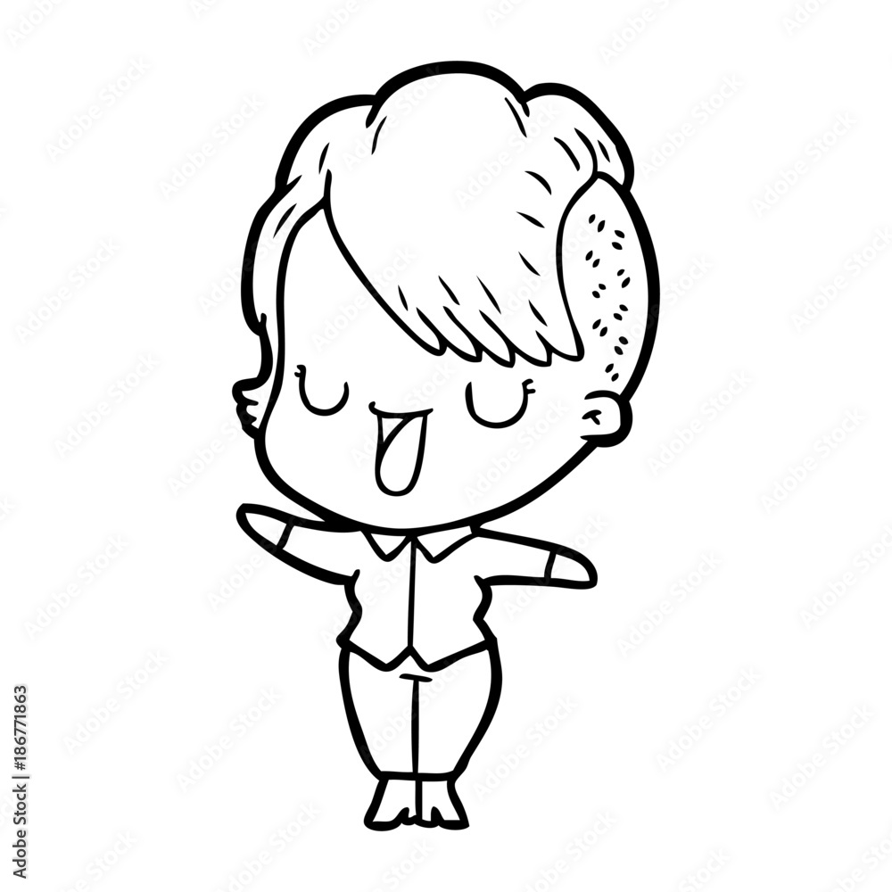 cute cartoon girl with hipster haircut cute cartoon girl with hipster haircut