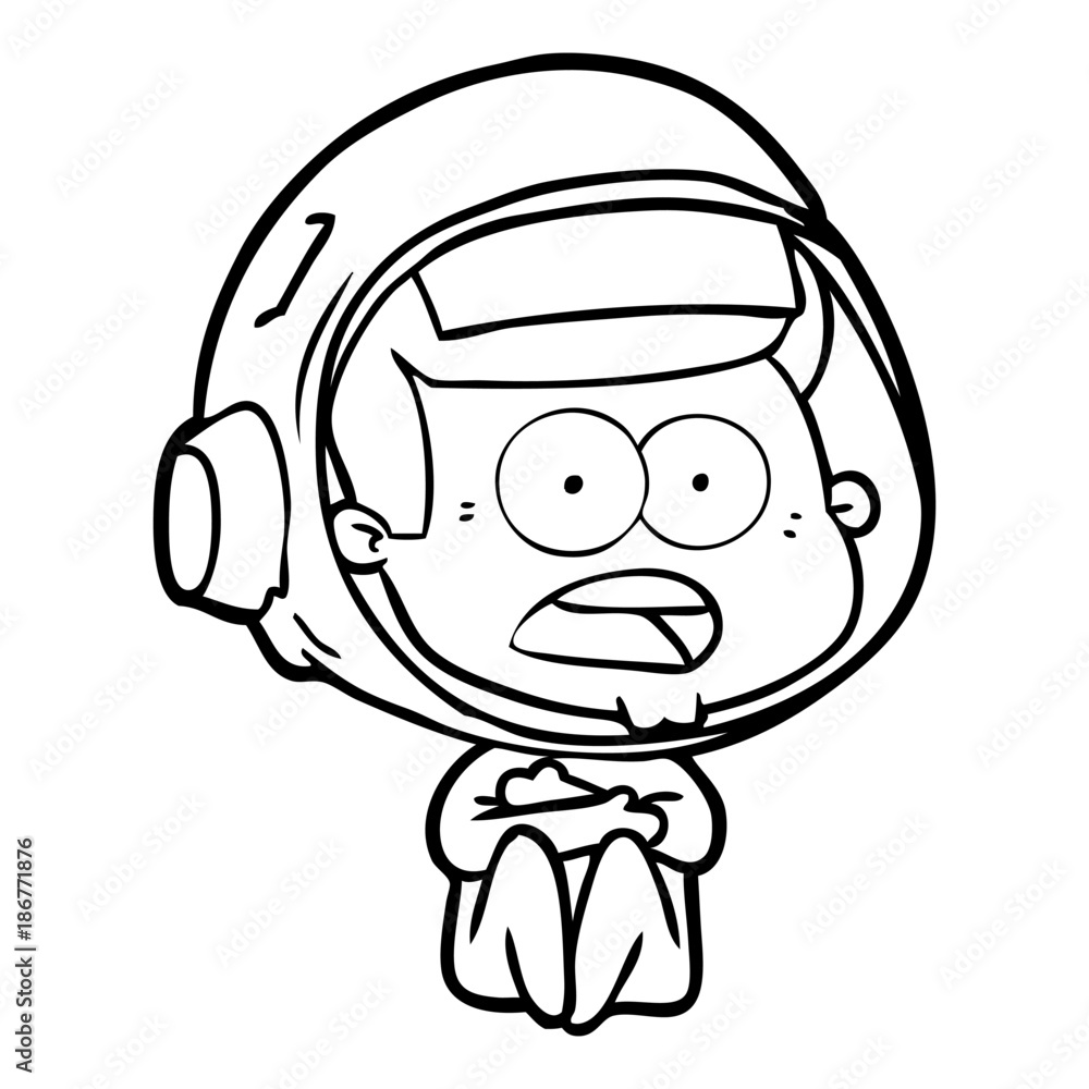 cartoon surprised astronaut