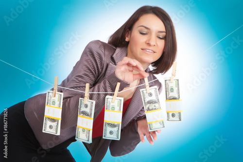 Laundering of money. Girl w...