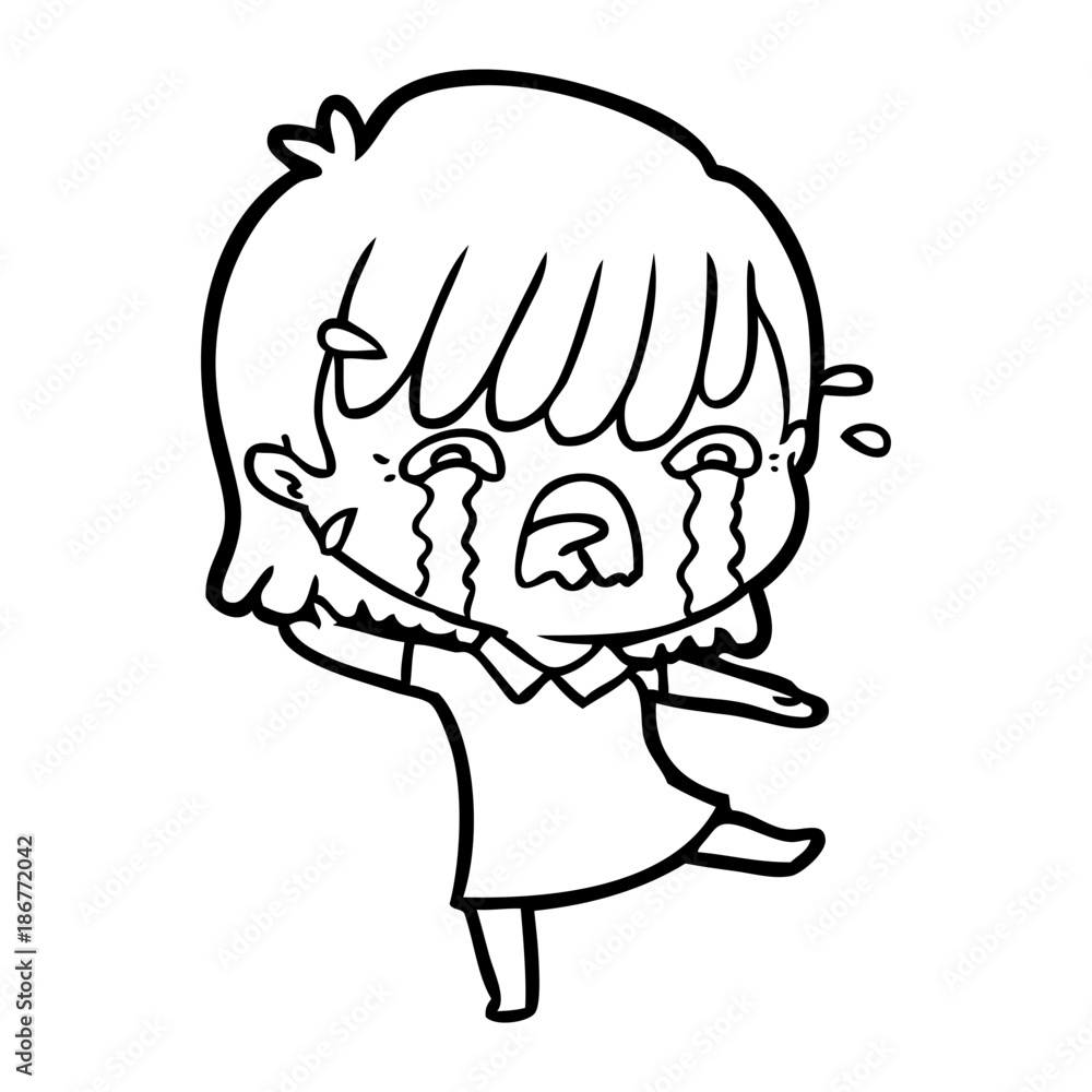 cartoon girl crying