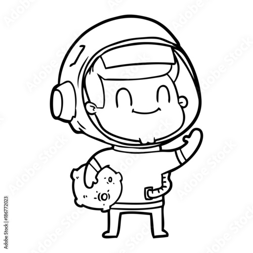 happy cartoon astronaut man