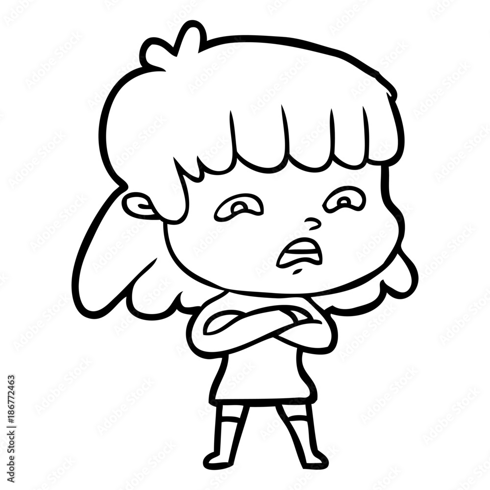 Fototapeta premium cartoon worried woman