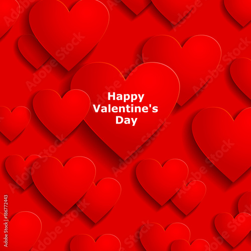 Valentines day hearts red background