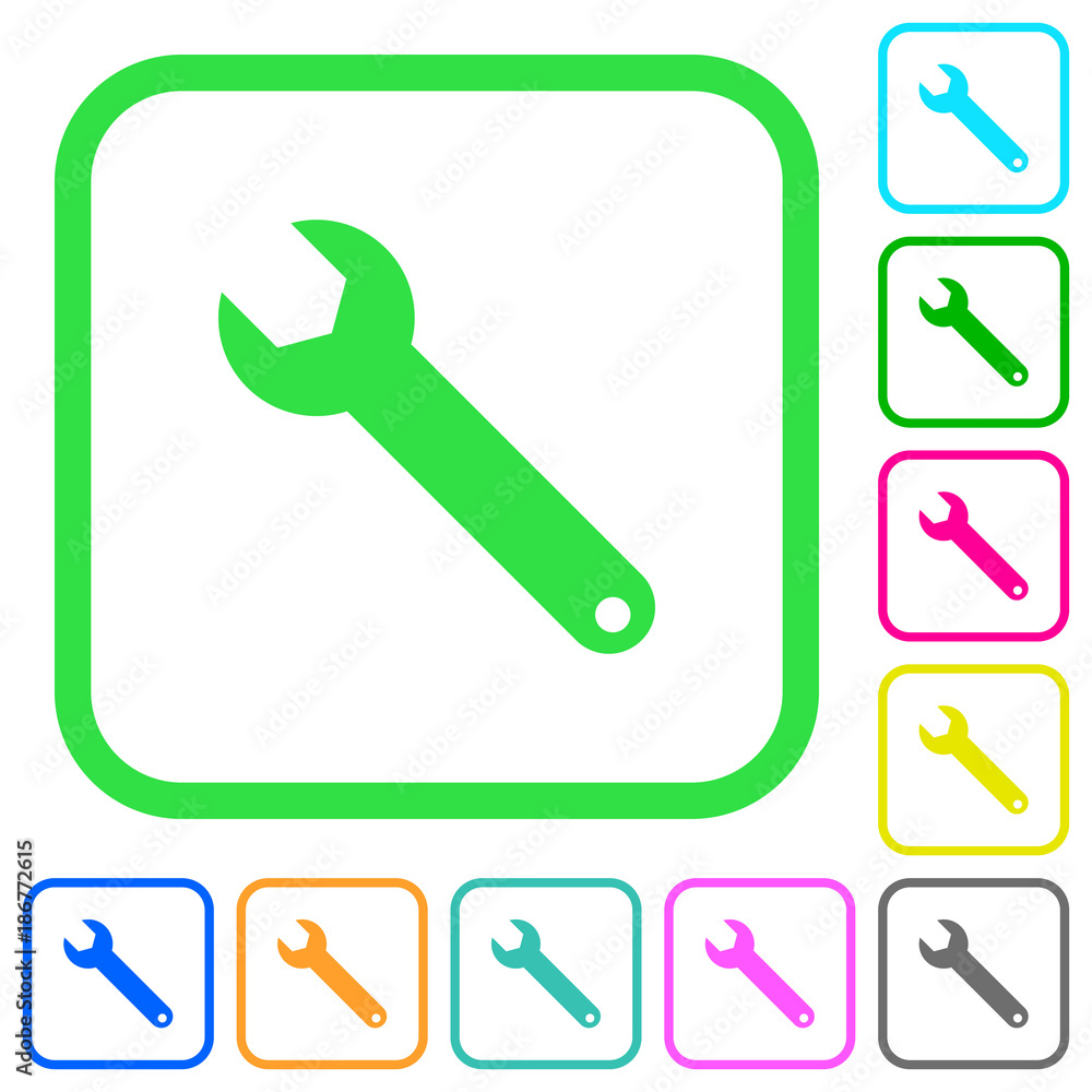 Single wrench vivid colored flat icons Single wrench vivid colored flat icons