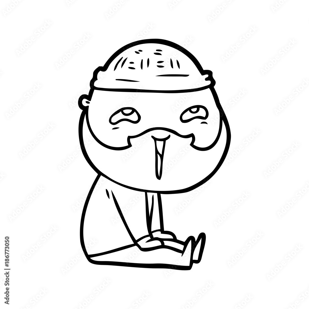 cartoon happy bearded man