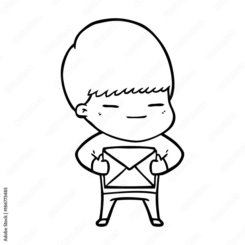 cartoon smug boy carrying present cartoon smug boy carrying present