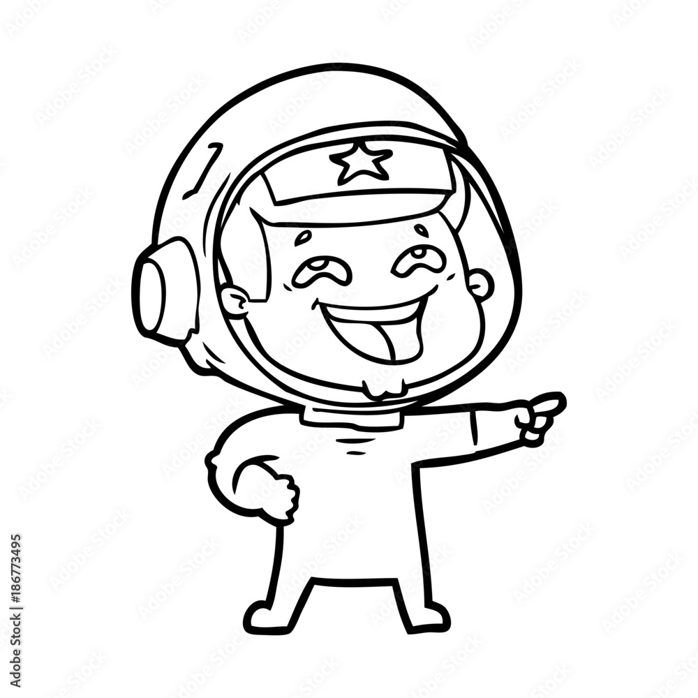 cartoon laughing astronaut