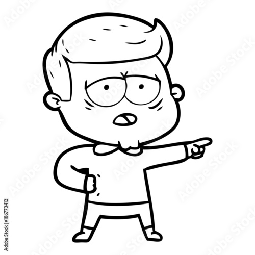 cartoon tired man