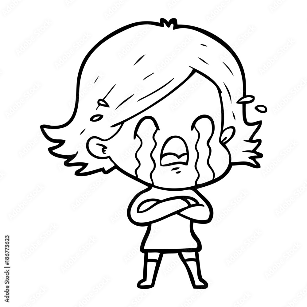 cartoon woman crying