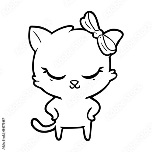 cute cartoon cat with bow