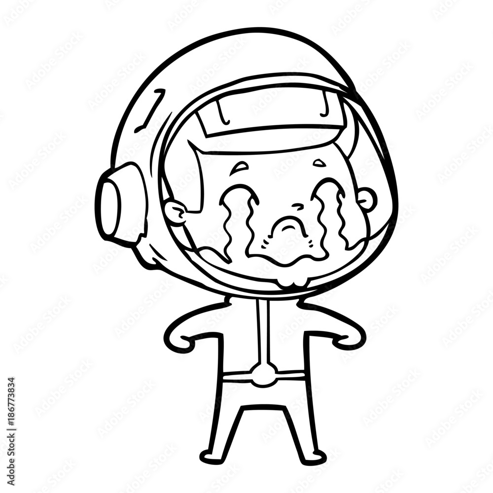 Obraz premium cartoon crying astronaut