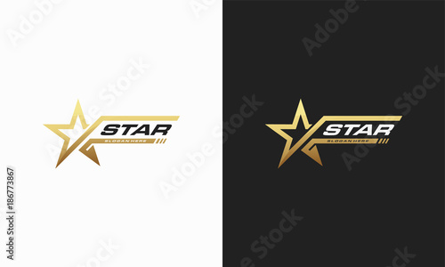 Obraz na plátně Luxury Gold Star logo designs template, Elegant Star logo designs, Fast star log