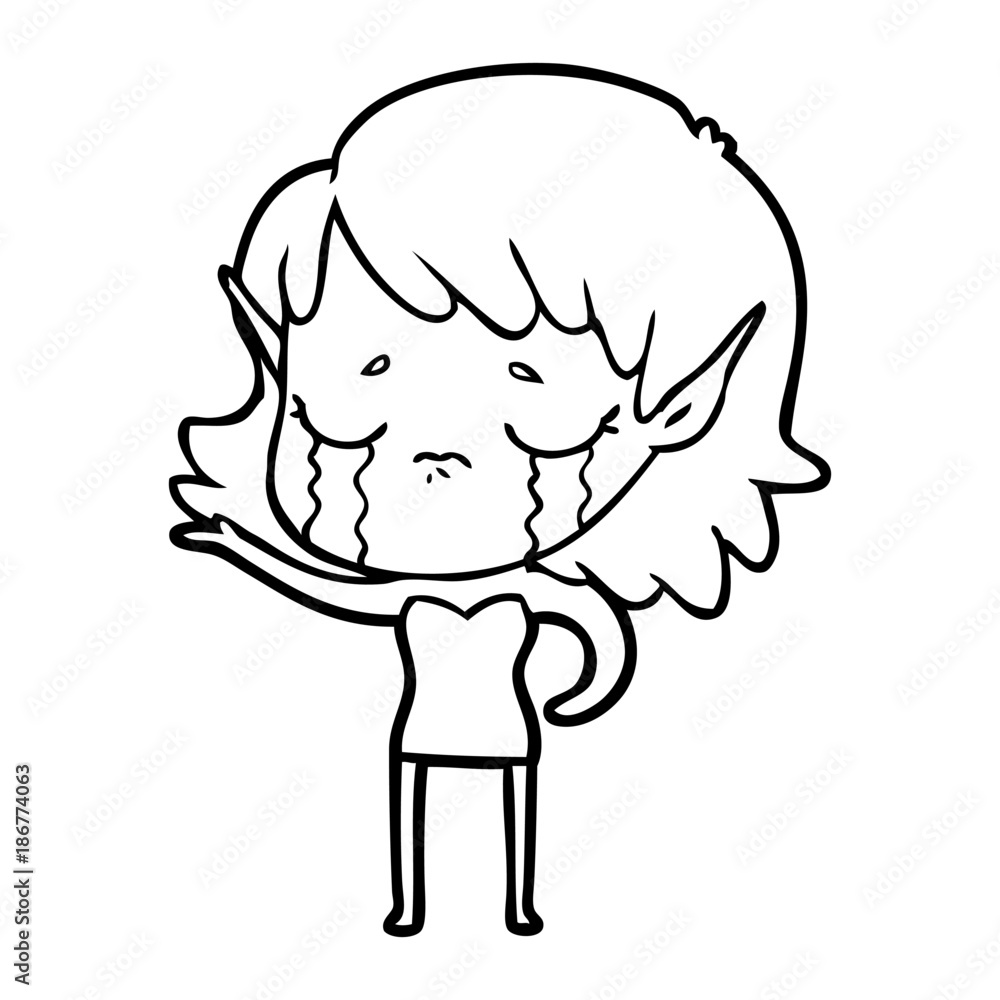 cartoon crying elf girl cartoon crying elf girl