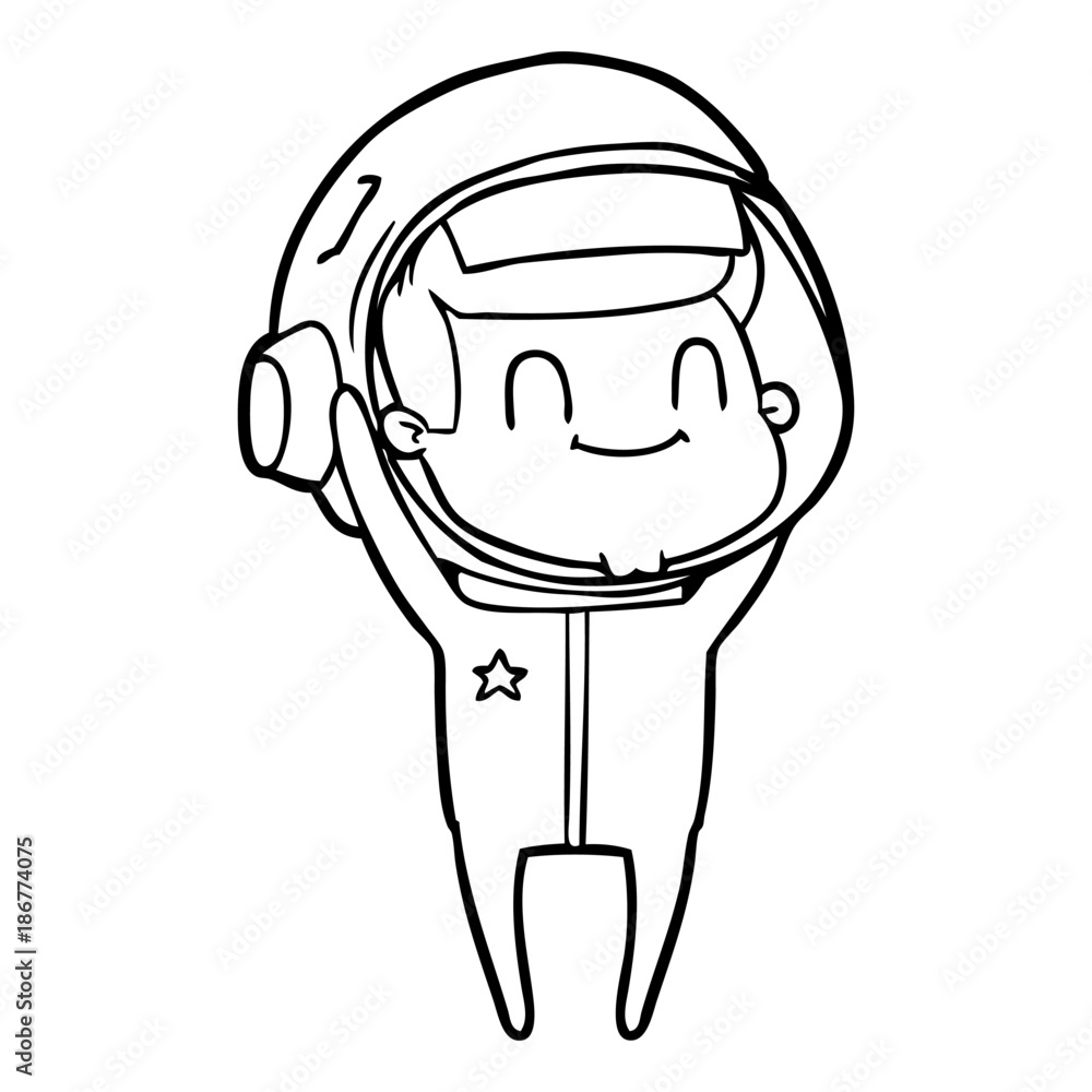 happy cartoon astronaut