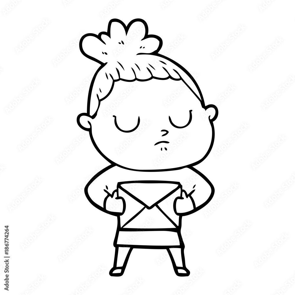 cartoon calm woman