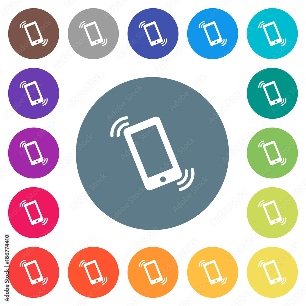Ringing phone flat white icons on round color backgrounds Ringing phone flat white icons on round color backgrounds