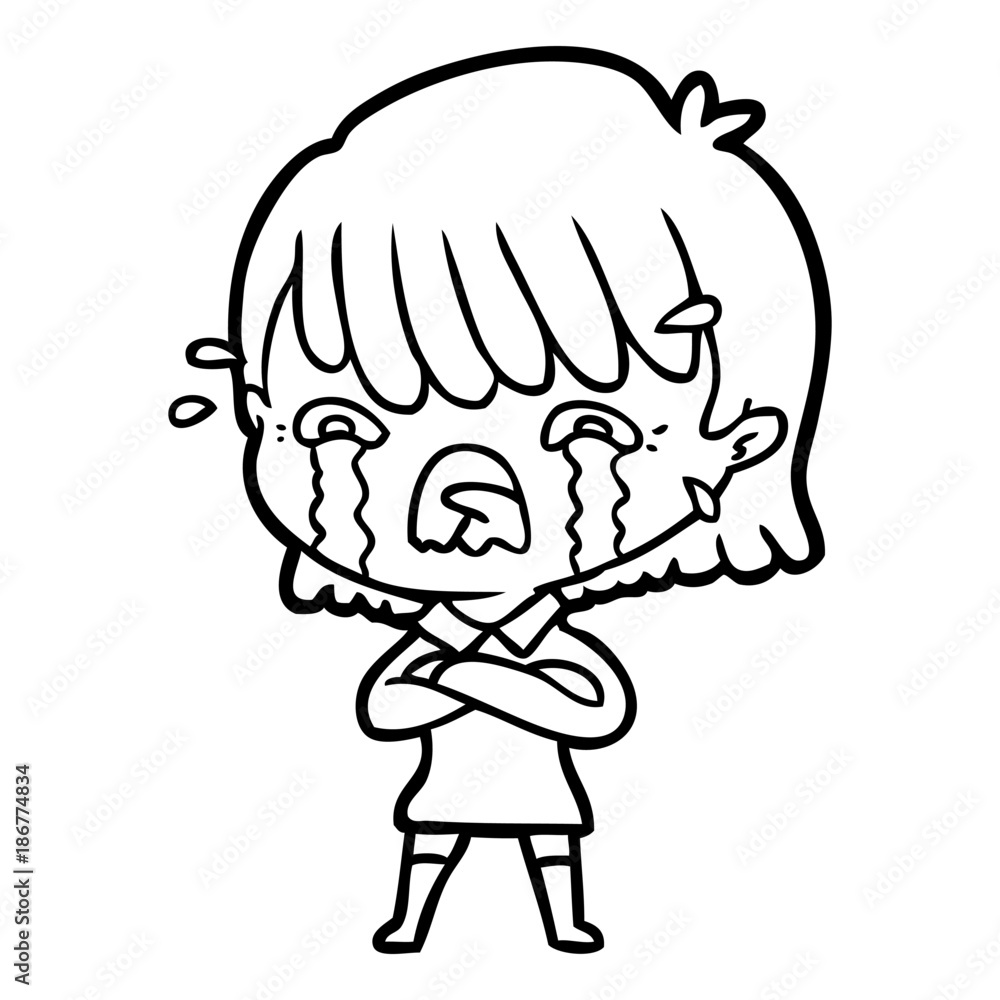 cartoon girl crying