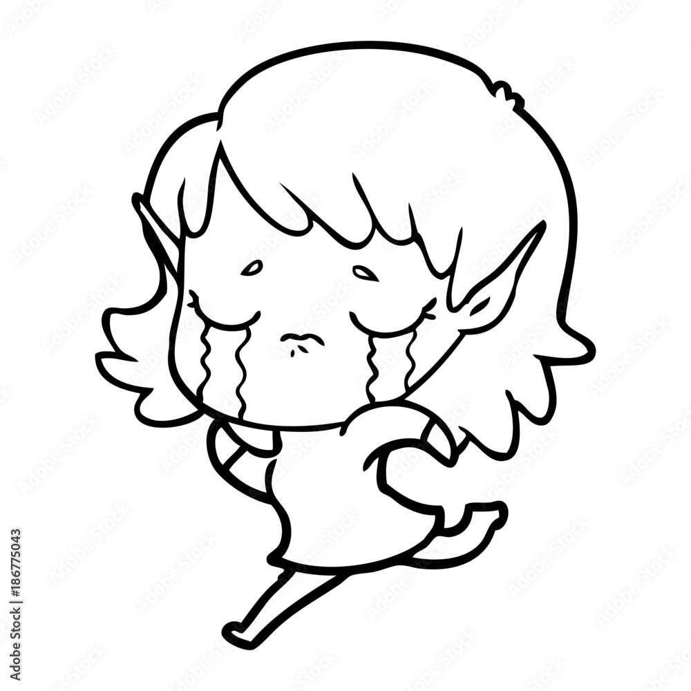 cartoon crying elf girl cartoon crying elf girl