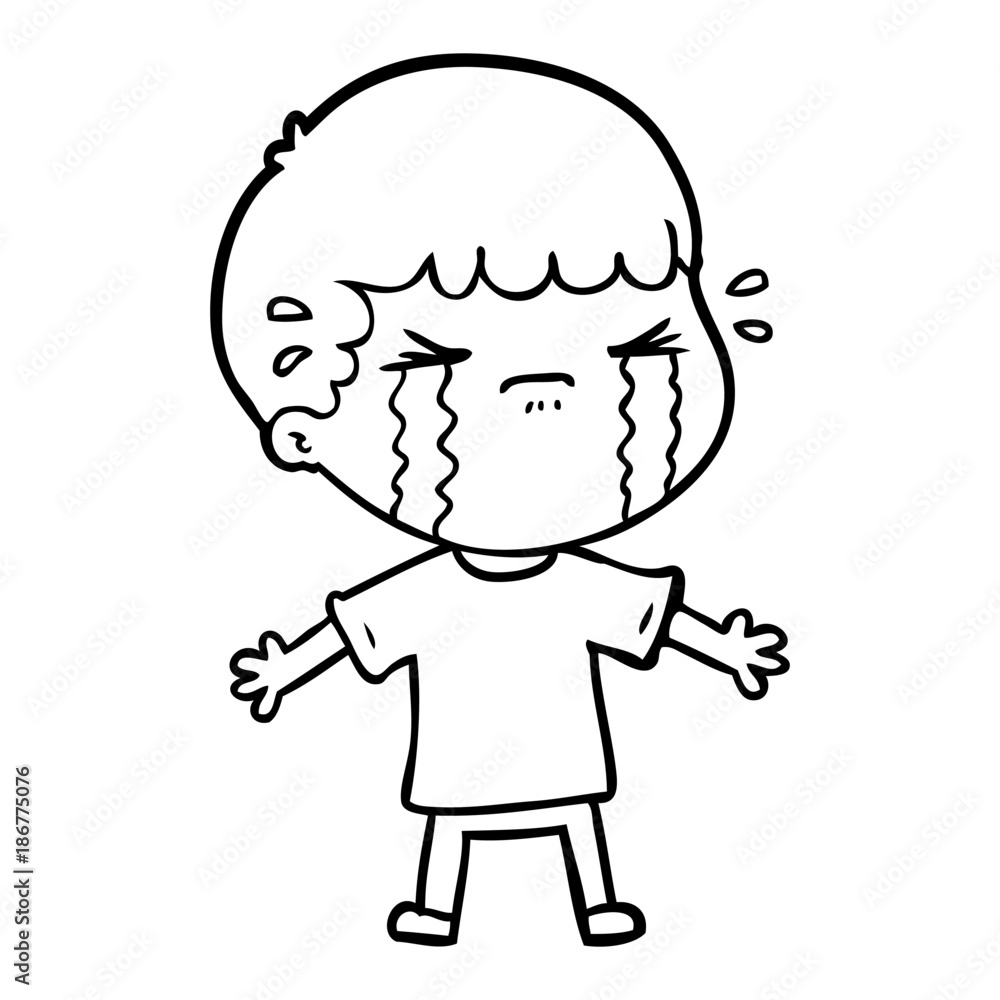 Obraz premium cartoon man crying