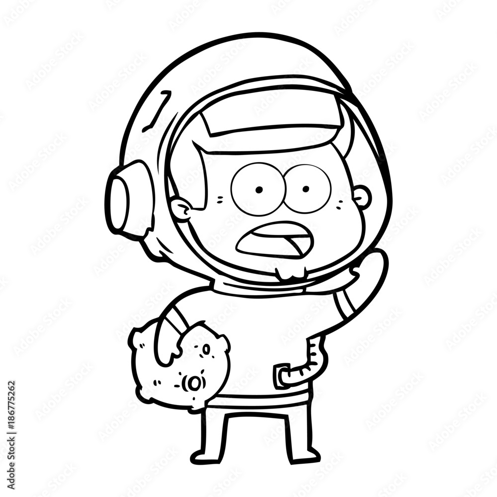 cartoon surprised astronaut holding moon rock cartoon surprised astronaut holding moon rock