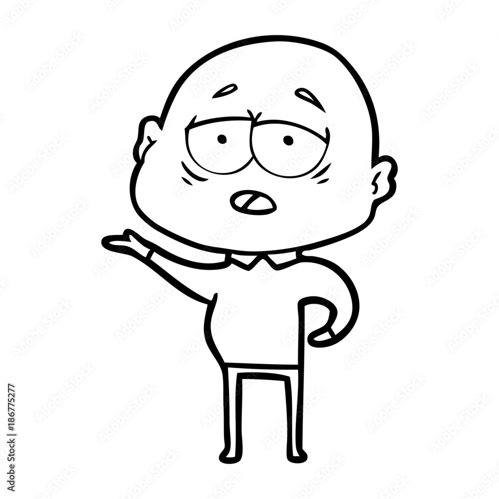 cartoon tired bald man cartoon tired bald man