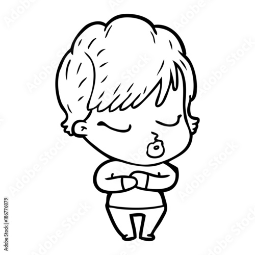 cartoon woman with eyes shut