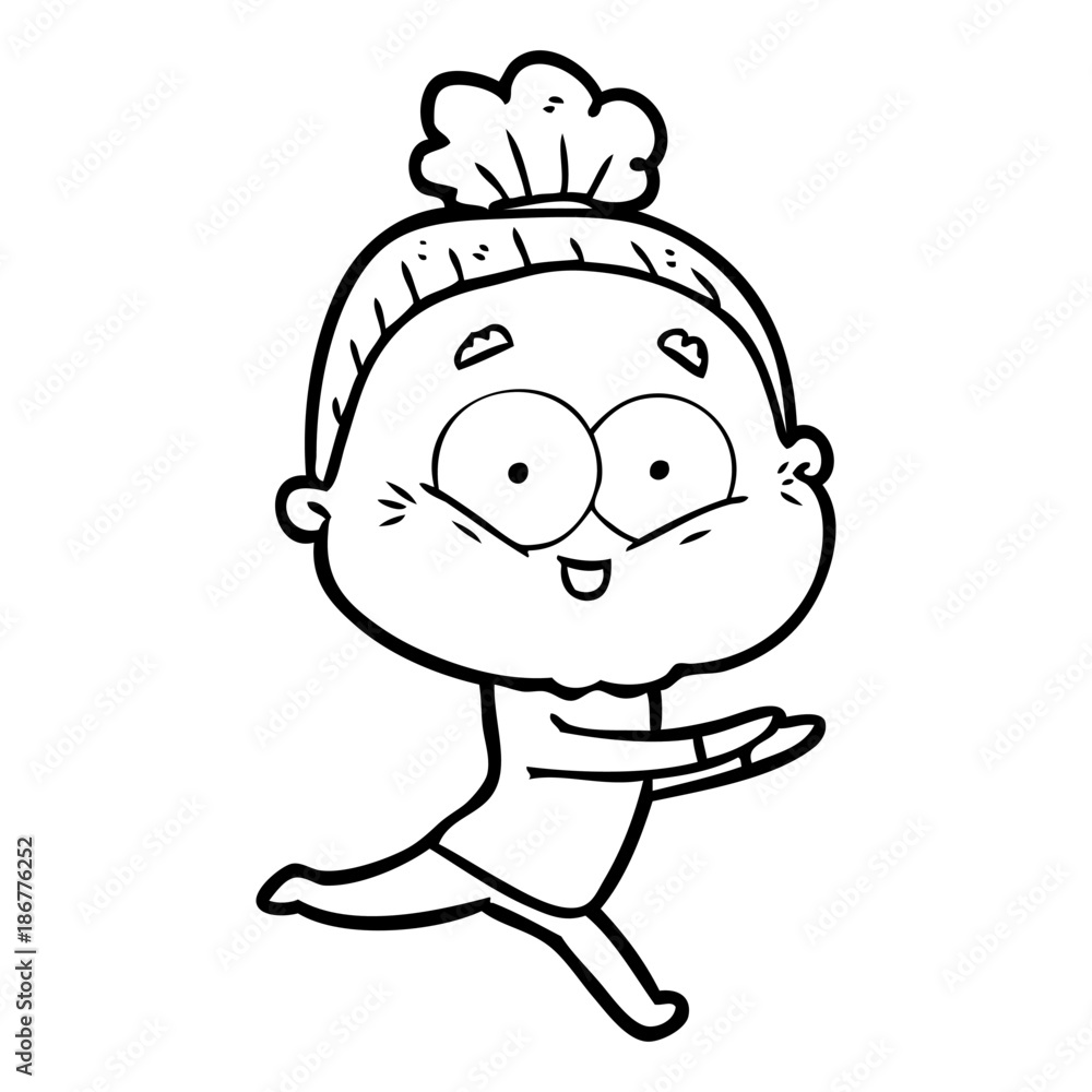 cartoon happy old woman