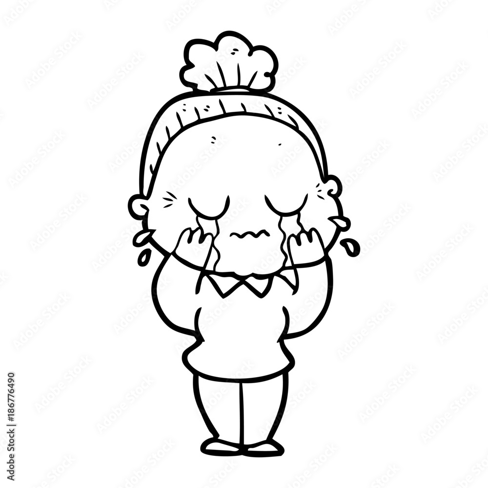 cartoon crying old lady