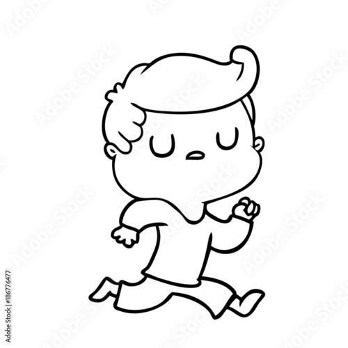 cartoon aloof man running