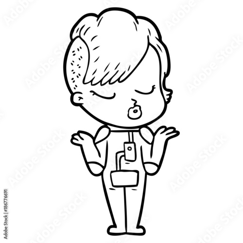 cartoon pretty hipster girl
