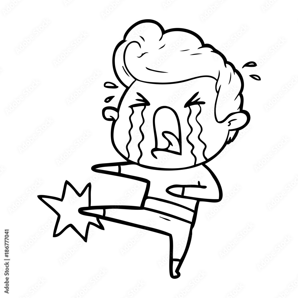 Obraz premium cartoon crying man