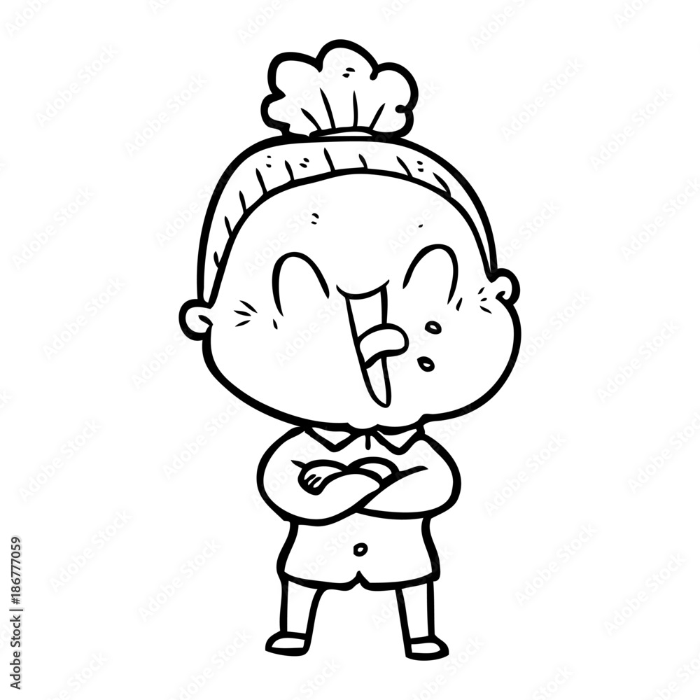 cartoon happy old woman