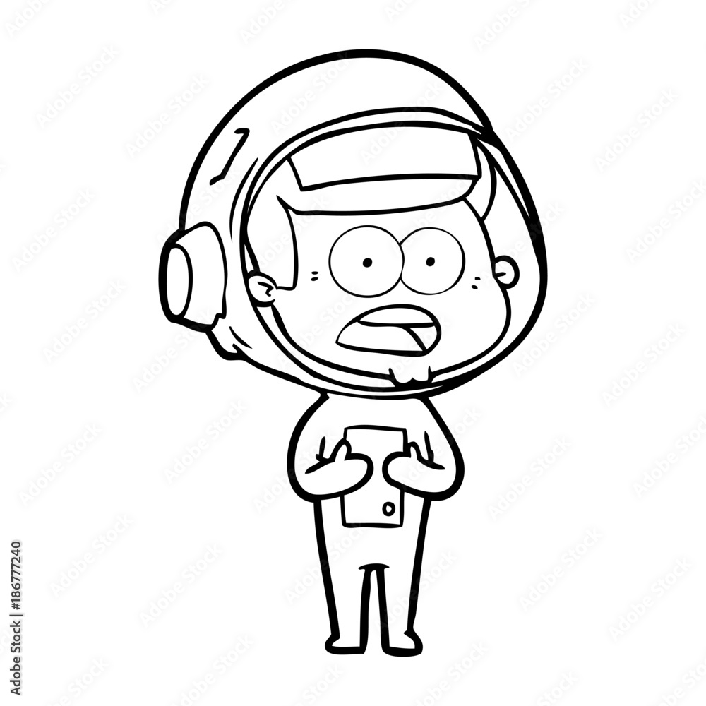 cartoon surprised astronaut