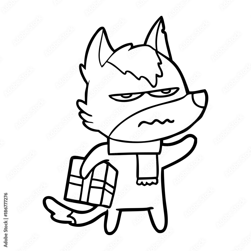 cartoon annoyed wolf