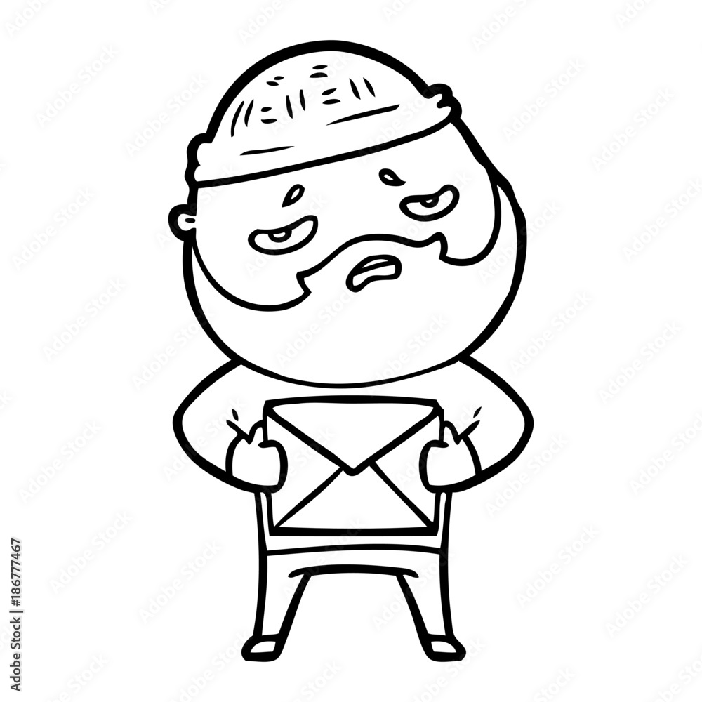 cartoon worried man with beard